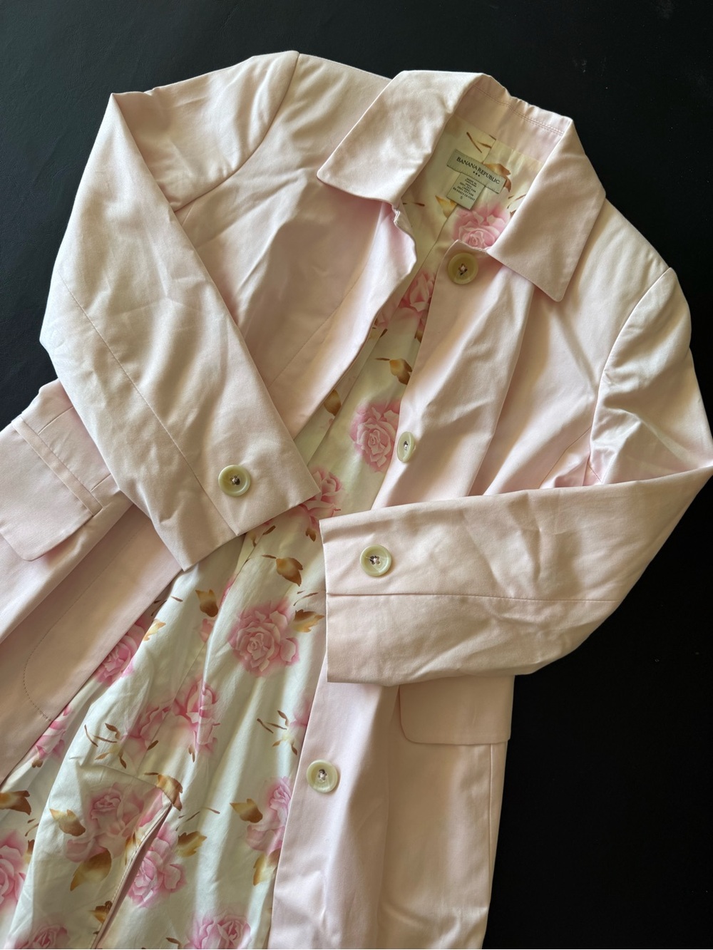 Banana Republic Pink Women's Trench Coat with Floral Lining